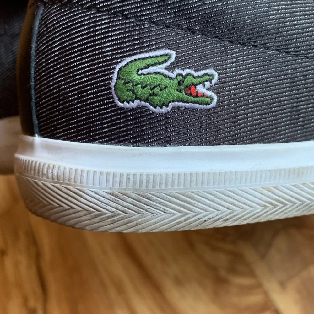 Lacoste men’s size 42 EU black slip on sneakers vegan canvas shoes comfy VGUC